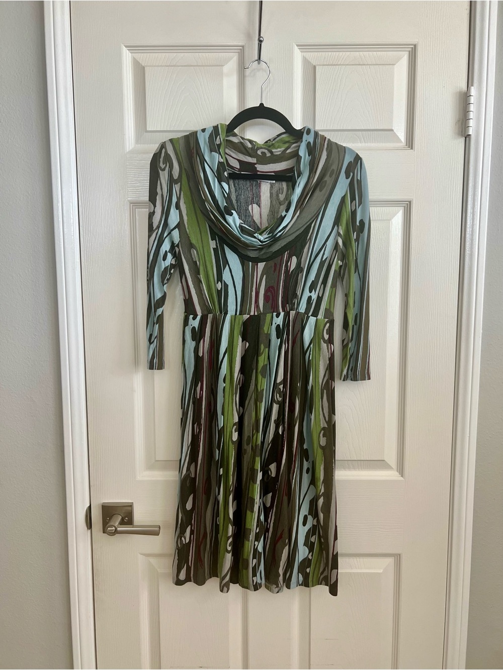 MOB - Printed Fit-and-Flare Dress in Green Multi - Emilio Pucci like style